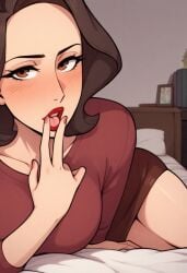 ai_generated bedroom curvy curvy_figure mature mature_female milf mommy mother mother needmymommy older_female