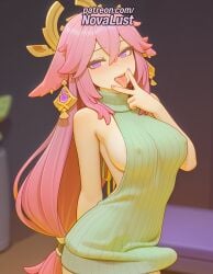 1futa 2025 ai_generated animal_ears artist_name backless_outfit bare_shoulders blush breasts bust chest futa_only futanari genshin_impact hair_between_eyes hair_ornament hi_res high_quality high_resolution highres light-skinned_futanari long_hair looking_at_viewer meme_attire naked_sweater novalust open_mouth patreon patreon_username penis pink_hair purple_eyes ribbed_sweater sleeveless_turtleneck smile solo stable_diffusion sweater turtleneck turtleneck_sweater v very_long_hair virgin_killer_sweater watermark yae_miko