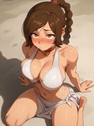 ai_generated anime anime_girl anime_style avatar_legends avatar_the_last_airbender beach big_ass big_breasts big_breasts big_eyes bikini braided_hair braided_ponytail brown_eyes brown_hair cute_face embarrassed fire_nation horny hot long_hair nickelodeon red_cheeks summer sweat sweating sweaty_body teenage_girl teenager ty_lee waifuinvoker white_bikini