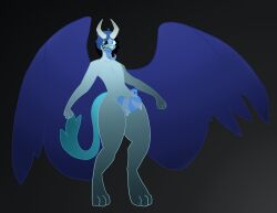 alternate_design furry male penis shadow_milk_cookie solo tentacle_penis tongue tongue_out wings