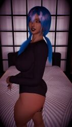 1girls 3d 4k ass big_breasts black_lipstick black_makeup black_nail_polish blue_eyes blue_hair breasts crashbanditkut dark-skinned_female dark_makeup dark_skin eyeshadow female female_focus hair heterochromia hi_res high_resolution highres lips lipstick long_hair long_nails looking_at_viewer makeup nail_polish nails original original_character solo suit twintails virt-a-mate virtamate yellow_eyes