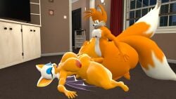 1boy 1girls 3d anthro ass bat big_ass big_breasts bottom_heavy bottom_heavy_femboy breasts canid canine dumptruck_ass female femboy femboy_on_female fox huge_ass huge_breasts kane_brent_koopa large_ass leg_up male male/female mammal nipples nude penis rouge_the_bat sex sex_on_floor sonic_(series) tails tails_the_fox thick_thighs thunder_thighs vaginal_penetration vaginal_sex wide_hips