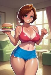 ai_generated bra helen_parr love milf mommy mother needmymommy older_female sandwich serving_food shorts the_incredibles
