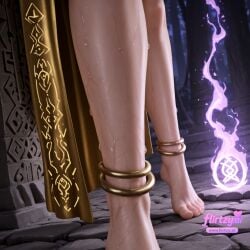 ai_assisted ai_generated anklet barefoot bracelet feet female fire flirtzy.ai jewelry soles solo sweat toes