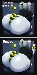 1girls ass ass_bigger_than_head ass_bigger_than_torso ass_focus big_ass big_breasts bottom_heavy breasts bubble_butt clothing dat_ass dialogue facing_away fat_ass female female_only grey_hair huge_ass j_(murder_drones) jacket kneeling large_ass massive_ass meme metal_hair mrmelted murder_drones on_knees panties png rear_view robot robot_girl solo tail talking_to_viewer text thick_ass thick_thighs thunder_thighs wide_hips you_may_spank_it_once_(meme)