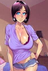 ai_generated big_breasts bra curvy curvy_figure looking_at_viewer mature mature_female melkor_mancin milf mommy mother mother needmymommy older_female standing