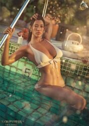 1girls 2025 3d armpits bikini bikini_only black_hair breasts brown_eyes covered_nipples earrings female female_only fit fit_female hairless_armpits hand_on_head idylla legs_together li_mei lipstick long_hair medium_breasts mortal_kombat mortal_kombat_1_(2023) navel no_nude no_nudity non-nude non_nude outdoors plump_lips ponytail pool sitting sitting_in_pool solo tied_hair