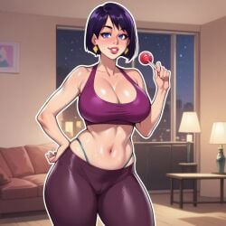 ai_generated curvy curvy_figure leggings lolipop mature mature_female milf mommy mother mother needmymommy older_female sports_bra