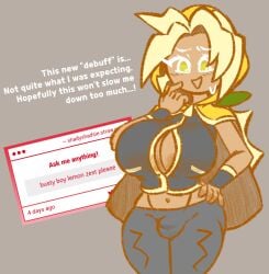 1boy big_breasts breasts busty_boy cookie_run cookie_run:_tower_of_adventures huge_breasts lemon_zest_cookie male male_only penis shadyshadsie small_penis