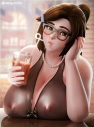 1girls 3d big_breasts blender breasts chest cleavage clothed drinking female female_only glasses large_breasts looking_at_viewer mei_(overwatch) necklace nipples nipples_visible_through_clothing no_bra overwatch overwatch_2 pearl_necklace rawgum see-through see-through_clothing see-through_top self_upload solo solo_female transparent_clothing