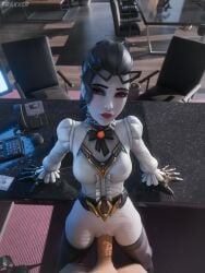 3d 3d_(artwork) 3d_render amelie_lacroix black_hair blender cock dick dick_in_pussy eyeshadow famale fraxxlr gglasses_on_head girl glasses glowing_eyes hair image male_pov missionary_position missionary_sex office office_clothing office_desk office_lady one_girl overwatch overwatch_2 pale_skin penis penis_in_pussy ponytail pov red_eyes sex skinny standing standing_sex stockings thick_penis thighhighs thighs vagina vaginal_penetration vaginal_penetration vaginal_sex widowmaker