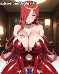 1girls action_taimanin ai_generated artifical_art astaroth_(taimanin_asagi) breast_tattoo busty choker clitoris demon_girl dildo dildo_in_pussy earrings elbow_gloves female_masturbation gloves heart_tattoo large_breasts light-skinned_female light_skin long_gloves long_hair masturbation perfect_body pussy pussy_juice red_dress red_gloves red_hair riding riding_dildo sex_toy solo spread_legs taimanin_(series) taimanin_asagi taimanin_rpgx tattoo vaginal_masturbation very_long_hair voluptuous voluptuous_female yellow_eyes