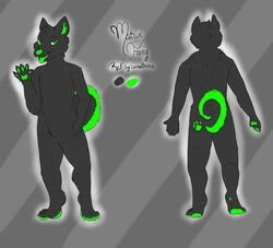 anthro anthro_only biped black_hair furry green_tongue lunabuna model_sheet original original_character pawpads reference_image tail