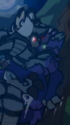 anthro betilla_zanders_(wub) black_body black_fur bodily_fluids breasts claws cloudsdale cum cum_in_vagina cum_inside domestic_cat duo felid feline felis female fur genital_fluids grass green_eyes hair hi_res inner_ear_fluff larger_male male male/female mammal moon moon_demon mountain multicolored_body multicolored_fur night nipples outside pawpads penetration pink_hair plant purple_body purple_fur red_eyes scarf signature size_difference sky smaller_female tattoo tree tuft two_tone_body two_tone_fur vaginal_penetration vaginal_penetration watermark white_body white_fur wub_(artist)