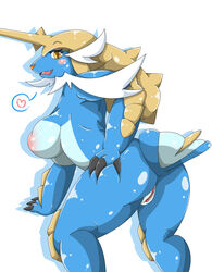 1girls 2016 anthro anthrofied areola ass big_breasts black_claws blue_skin blush breasts claws clitoris color dialogue female fur furry hand_on_ass heart horn looking_at_viewer marine mellonsoda nintendo nipples nude open_mouth pink_nipples pokémon_(species) pokemon pokemon_(species) pokemorph pussy red_nose samurott shell sideboob simple_background smile solo speech_bubble teeth tongue video_games white_background white_fur white_skin yellow_eyes