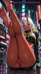 1girls 2025 ai_generated akumi ass barefoot black_gloves breasts colored_skin dark_skin feet fishnets gloves hair_between_eyes hi_res highres horns indoors large_breasts legs legs_up long_hair looking_at_viewer natsuyoru neon_lights oni oni_horns oshiri outdoors patreon pussy rain red_skin sitting soles solo thighs toes vagina voluptuous voluptuous_female vtuber vtuberfanart vyugen wet white_hair yellow_eyes