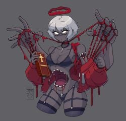 2hot! big_ass big_breasts big_breasts big_butt big_thighs big_titties curvaceous curvaceous_female curvaceous_figure curvy curvy_figure curvy_hips female female_focus female_only glasses grey_skin lingerie original original_character short_hair thigh_highs white_hair