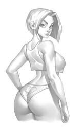 1girls areolae bare_arms bare_shoulders bbw big_breasts black_and_white blue_mary bob_cut breasts busty clothed clothing crop_top curvaceous curves curvy curvy_body curvy_female curvy_figure curvy_hips fatal_fury fatal_fury:_city_of_the_wolves female female_focus female_only hand_on_hip heart_cutout hi_res high_resolution highres hips hourglass_figure king_of_fighters kof large_breasts lips lipstick looking_at_viewer looking_back makeup medium_hair mick_cortes monochrome panties perky_breasts pinup pose posing presenting_ass presenting_butt shoulder_length_hair sleeveless sleeveless_shirt snk solo solo_female solo_focus standing tank_top the_king_of_fighters thighs underwear very_high_resolution voluptuous voluptuous_female wide_hips