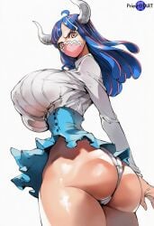1girls ai_generated big_breasts blue_hair busty color dutch_angle female female_only from_side horns huge_ass huge_breasts large_breasts mouth_mask multicolored_hair narrow_waist one_piece panties pink_eyes priestofart shirt simple_background skirt solo solo_female tagme tagme_(artist) tagme_(character) thick_thighs ulti_(one_piece) watercolour_(artwork) watermark white_background white_panties
