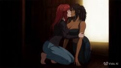ai_generated aizawa_akemi amida_arca animated ass big_ass big_breasts big_butt breasts crossover dark_skinned_female exotic female female_only girl_on_girl gundam gundam_tekketsu_no_orphans jabbaman58 kissing making_love making_out red_hair red_head sensual tomo-chan_wa_onna_no_ko yuri