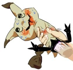 1boy 1girls alpha_channel cradling disembodied_penis double_v female glowing glowing_eyes human interspecies male mammal mimikyu nintendo partial_male penetration penis pokemon pokemon_sm pokephilia sex simple_background size_difference solo_focus straight text transparent_background v vaginal_penetration veins veiny_penis welp