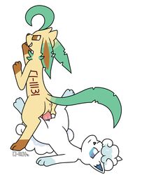 1boy 1girls 2016 alolan_form alolan_vulpix anal anal_sex animal_genitalia animal_penis ass blue_eyes c1-11131 canine chibi_leafeon cum cum_inside diphallia diphallism double_penetration duo eeveelution erection female feral fox fur furry hemipenes hindpaw interspecies leafeon looking_back male multi_penis multi_tail nintendo open_mouth paws penetration penis pokemon pokemon_(species) pokemon_sm pussy sex smile straight text vaginal_penetration video_games vulpix