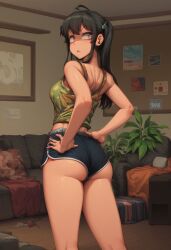 ai_generated angry annoyed annoyed_expression juna_juna_juice looking_at_viewer looking_back needmymommy shorts sister