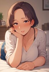 ai_generated asian cleavage curvy curvy_figure looking_at_viewer mature mature_female milf mommy mother mother needmymommy older_female