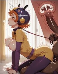 ahegao ai_assisted ai_generated bea_(brawl_stars) brawl_stars cowgirl_pose cowgirl_position cowgirl_sex cumshot internal_cumshot nipples pet_training