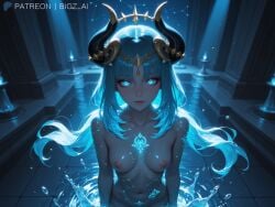 1girls absurd_res absurdres ai_generated alternate_costume big_breasts bigz_ai blue_body blue_eyes blue_hair breasts completely_nude erection female female_focus genshin_impact glowing_eyes glowing_markings glowing_tattoo highres horn horns hoyoverse jewelry large_penis light-skinned_female light_skin looking_at_viewer magic medium_breasts mihoyo nilou_(genshin_impact) nipples nude red_hair small_breasts smile tattoo temple unzipped water