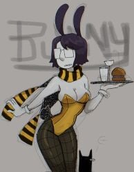 big_breasts big_thighs big_titties black_hair bunny_ears bunny_girl bunny_girl_suit bunny_tail bunnysuit clothing curvaceous curvaceous_female curvaceous_figure curvy curvy_figure curvy_hips female female_focus female_only glasses grey_skin original original_character short_hair skinny skinny_girl thick_thighs thigh_highs zzzilart