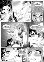 2girls blackfire breasts breasts_out censored censored_genitalia censored_nipples censored_pussy comic cunnilingus dc dc_comics female female/female female_only female_pubic_hair incest khartemis lesbian_sex licking_pussy multiple_girls oral oral_sex pubic_hair pussy_juice pussy_juice_drip sisters starfire teen_titans text yuri