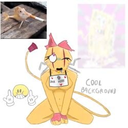 cat_ears dandy's_world fingerless_gloves heart_pupils on_knees one_eye_closed scraps_(dandy's_world) sign tail waiting_for_sex