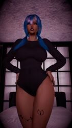 1girls 3d 4k big_breasts black_lipstick black_makeup black_nail_polish blue_eyes blue_hair breasts crashbanditkut dark-skinned_female dark_makeup dark_skin eyeshadow female female_focus hair heterochromia hi_res high_resolution highres lips lipstick long_hair long_nails looking_at_viewer makeup nail_polish nails original original_character solo suit twintails virt-a-mate virtamate yellow_eyes