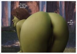 ass cheating_wife female green-skinned_female green_skin huge_ass nude nude_female ogre ogre_girl ogress_fiona princess_fiona princess_fiona_(ogre) pussy pussy_out rastifan red_hair sexually_suggestive shrek_(series)