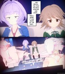 2boys 2femboys 3d 4girls after_sex akamatsu_kaede big_breasts big_penis black_hair bored brown_hair cum emotionless emotionless_sex femboy_on_female fujisaki_chihiro huge_breasts huge_cock hung_femboy kirigiri_kyouko koikatsu komi_shouko komi_shuuko osana_najimi purple_hair small_dom_big_sub smaller_male solo_leveling stockings taller_girl watching_tv zephyrf8