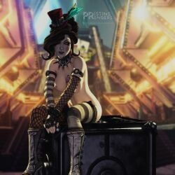 1girls 3d borderlands breasts female mad_moxxi nipples pristinerenders solo