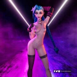 1girls 3d arcane arcane_jinx blue_hair breasts female jinx_(league_of_legends) league_of_legends nipples pristinerenders pussy riot_games small_breasts solo
