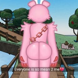 anthro ass ass_focus bear big_ass candykitties chains everyone_is_so_mean_2_me first_porn_of_character flavor_frenzy furry gay meme meme_reference pineberry_spirit pink_body pink_fur roblox roblox_game self_upload snapchat spirit tagme