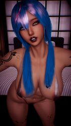 1girls 3d 4k areolae bed bedroom big_breasts black_lipstick black_makeup black_nail_polish blacked blue_eyes blue_hair breasts chromatic_aberration crashbanditkut crotch_tattoo dark-skinned_female dark_makeup dark_skin eyeshadow female female_focus fit fit_female hair heterochromia hi_res high_resolution highres lewd lips lipstick long_hair long_nails looking_at_viewer makeup nail_polish nails navel one-piece_swimsuit original original_character pubic_hair qos qos_tattoo queen_of_spades queen_of_spades_symbol queen_of_spades_tattoo slingshot_swimsuit solo spade_tattoo swimsuit twintails virt-a-mate virtamate yellow_eyes
