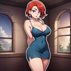 ai_generated belly_button curvy curvy_figure dress mature mature_female milf mommy mother mother needmymommy older_female