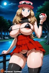 1girls ai_generated anal anal_insertion anus anus_focus big_ass big_breasts breasts cameltoe huge_ass huge_breasts micro_bikini miniskirt no_panties object_insertion pokeball pokemon pokemon_xy public_nudity public_sex pussy serena_(pokemon) solo zadbhell
