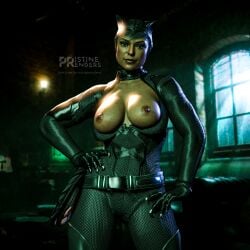1girls 3d batman_(series) big_breasts breasts catwoman dc_comics female nipples pristinerenders solo