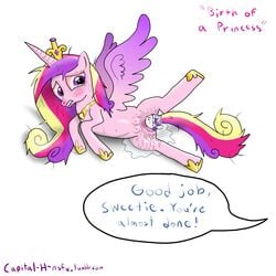 2016 alicorn amniotic_fluid birth capital-h crotchboobs crown crying duo english_text equine feathered_wings feathers female feral flurry_heart friendship_is_magic fur hair horn jewelry lying mammal mother_and_daughter multicolored_hair my_little_pony necklace on_side parent pink_feathers pink_fur princess_cadance_(mlp) purple_eyes pussy spread_legs spread_wings spreading sweat tears text unicorn wings