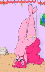 anthro big_breasts breasts bunnycat female flour friendship_is_magic fur hair madame_le_floure_(mlp) mammal my_little_pony nipples nude pink_fur pink_hair pinkie_pie_(mlp) pussy rabbitfeline rock rocky_(mlp) smile solo straight_hair sweet_key tongue tongue_out upside-down
