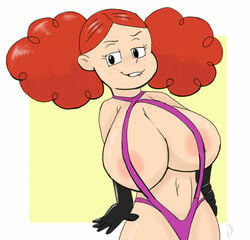 1girls alternate_breast_size big_breasts bikini breasts female female_only freckles gloves godalmite hair huge_breasts powerpuff_girls princess_morbucks red_hair shortstack