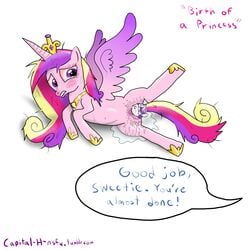 2016 alicorn amniotic_fluid birth capital-h crown crying duo english_text equine feathered_wings feathers female feral flurry_heart friendship_is_magic fur horn jewelry lying mammal mother_and_daughter multicolored_hair my_little_pony necklace on_side parent pink_feathers pink_fur princess_cadance_(mlp) purple_eyes pussy spread_legs spread_wings spreading sweat tears text unicorn wings