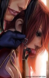 2girls allison_carter ball_gag bondage dark_hair female femdom femsub gag leather lisa_williams multiple_girls red_hair stjepan_sejic sunstone_(comic) yuri