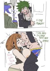 areolae ass balls ballsack bathsalts1 big_ass big_breasts big_butt big_penis blowjob blowjob_face blush boku_no_hero_academia boku_no_hero_academia_(finale) boobs breasts breasts_out canon_couple comic_page curvaceous curvy_female curvy_figure deku dialogue fellatio female funny hi_res hiding highres illustration izuku_midoriya kiss_mark male/female midoriya_izuku my_hero_academia my_hero_academia_(finale) nervous_sweat nipples ochako_uraraka oral_sex penis post-timeskip sloppy sloppy_blowjob sneaky sneaky_sex text uraraka_ochaco uraraka_ochako uravity