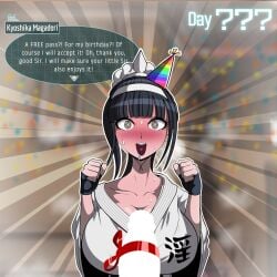 1girls ??? alternate_version_at_patreon alternate_version_available bangs big_breasts birthday birthday_gift birthday_hat black_hair blush blush_lines blushing_profusely breasts busty cleavage clenched_hands clothed clothing comic confetti dougi dream dreaming drool drool_on_face drooling duo english_text erect_penis erection eyelashes female female_focus fingerless_gloves fully_clothed game_ui gi grey_eyes hairband happy happy_birthday heart_tongue horny horny_female huge_breasts imminent_birthday_sex imminent_oral imminent_sex kanji kyoshika_magadori large_breasts light-skinned_female light_skin long_hair looking_at_viewer magadori_kyoushika naver no_nut_november open_mouth page_4 penis pov red_body red_face ribbon_on_penis scrunchie solo_focus sparkling_eyes speech_bubble sweat sweatdrop sweating sweaty sweaty_body text the_hundred_line_-last_defense_academy- tongue too_kyo_games white_hairband white_scrunchie wide_eyed